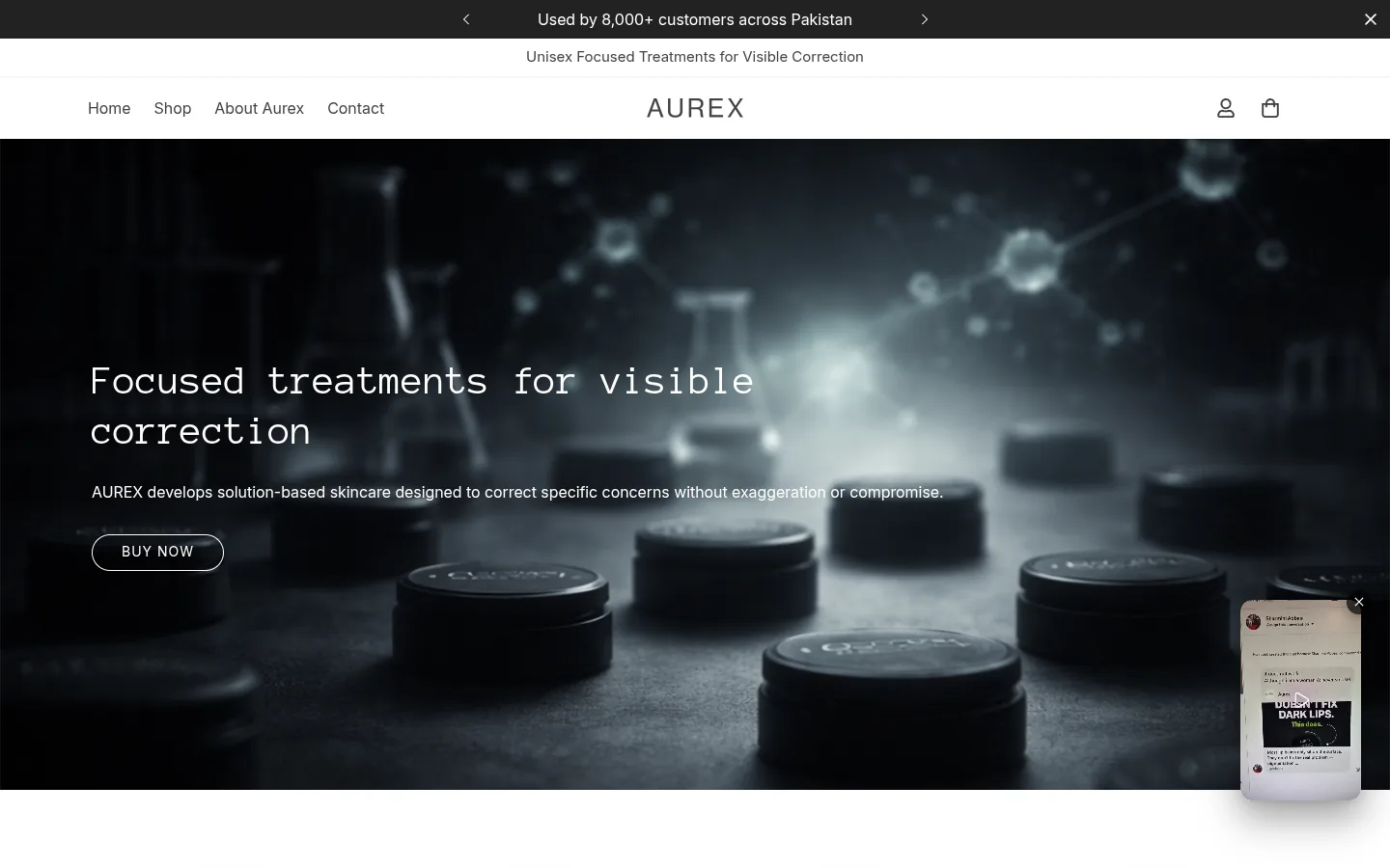 AUREX Skincare Shopify store