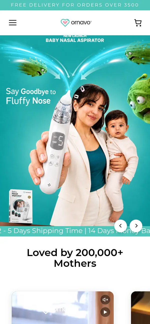 Ornavo Shopify store homepage on mobile