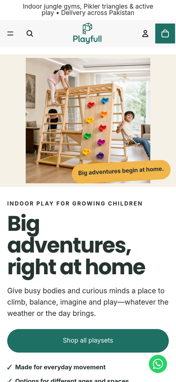 Playfull Shopify store homepage on mobile